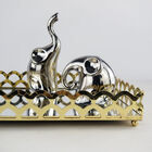 Bandeja Espelhada Dourada De Metal Retangular Luxo Para Lavab