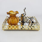 Bandeja Espelhada Dourada De Metal Retangular Luxo Para Lavab