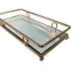 Bandeja Espelhada Dourada Metal 3234