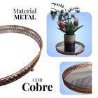 Bandeja Espelhada E Metal Cor Cobre - Redonda