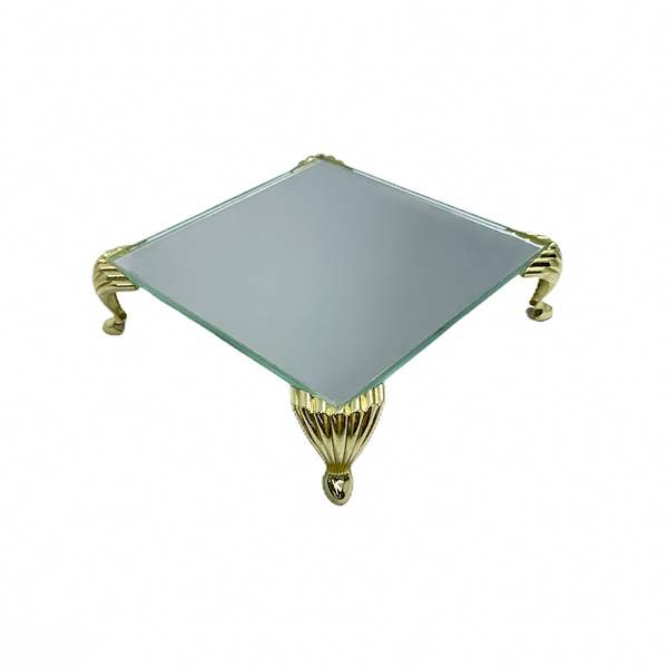 Bandeja Espelhada Itália Dourada Luxo Lavabo Decoração 10x10