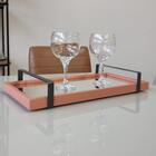 Bandeja Espelhada Laca Rose Com Alça Grafite