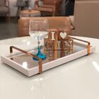 Bandeja Espelhada Laqueada Com Alça Bronze