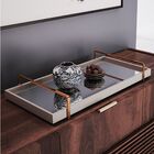 Bandeja Espelhada Laqueada Com Alça Bronze