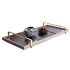 Bandeja Espelhada Laqueada Com Alça Dourada