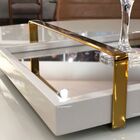 Bandeja Espelhada Laqueada Com Alça Dourada