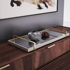 Bandeja Espelhada Laqueada Com Alça Dourada