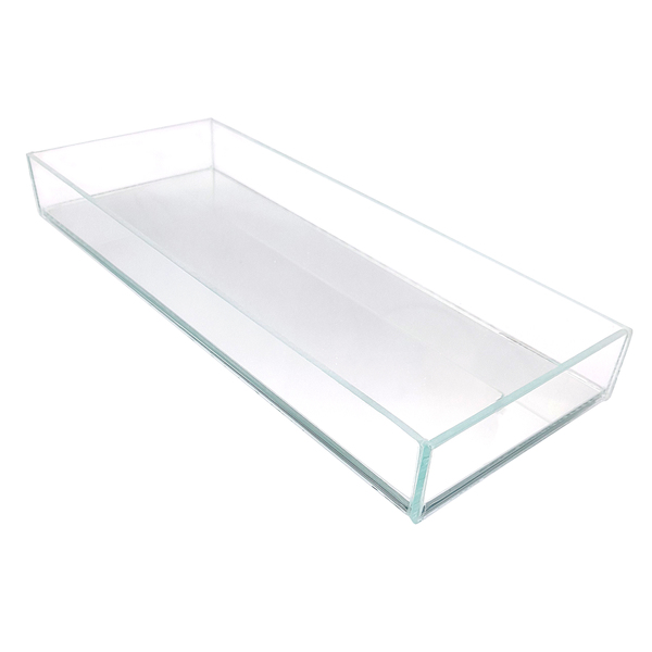 Bandeja Espelhada Lavabo Sala Caixa Em Vidro 25x10cm