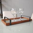 Bandeja Espelhada Madeira Com Alça Grafite