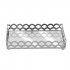 Bandeja Espelhada Prata De Metal Quadrada Luxo Para Lavabo /