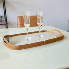 Bandeja Espelhada Vale Em Couro Marrom