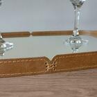 Bandeja Espelhada Vale Em Couro Marrom