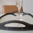 Bandeja Espelhada Vale Em Couro Preto