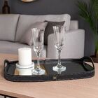 Bandeja Espelhada Vale Em Couro Preto