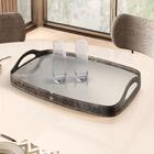 Bandeja Espelhada Vale Em Couro Preto