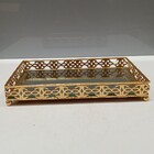 Bandeja Espelhado Metal 3x22x13cm Dourado Decorativa Para Ser
