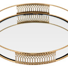 Bandeja Espelhado Metal 3x23x23cm Dourado