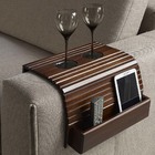 Bandeja Esteira De Madeira Para Braço De Sofá Com Porta Copos