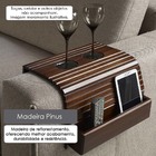 Bandeja Esteira De Madeira Para Braço De Sofá Com Porta Copos