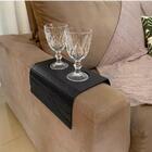 Bandeja Esteira Para Braço De Sofá De Couro Preto Com Porta C