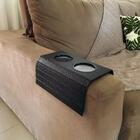 Bandeja Esteira Para Braço De Sofá De Couro Preto Com Porta C
