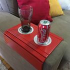 Bandeja Esteira Para Braço De Sofá Porta Copo Alumínio Vermel