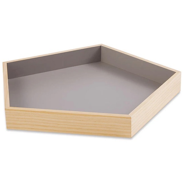 Bandeja Geometrica Madeira Cinza Grande Mart 12484