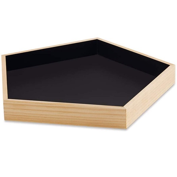 Bandeja Geometrica Madeira Preta Pequena Mart 12476