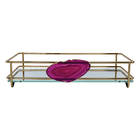 Bandeja Hara Fence Ágata Dourada 10x20 Cm Vermelho Rosado