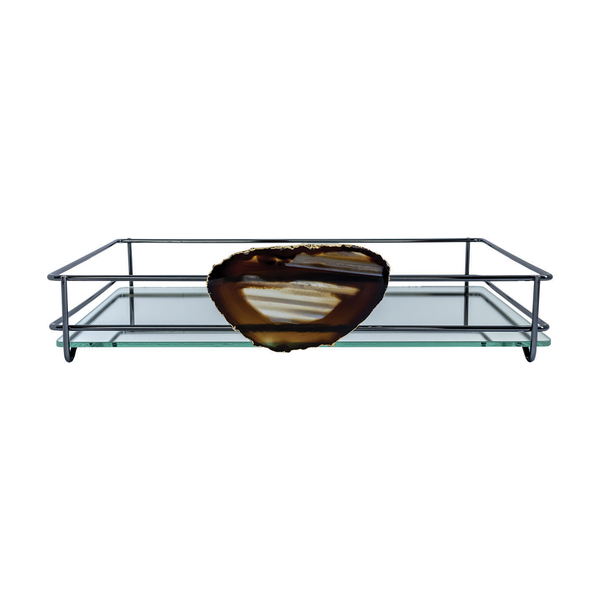 Bandeja Hara Fence Ágata Ônix 15x25 Cm Preto