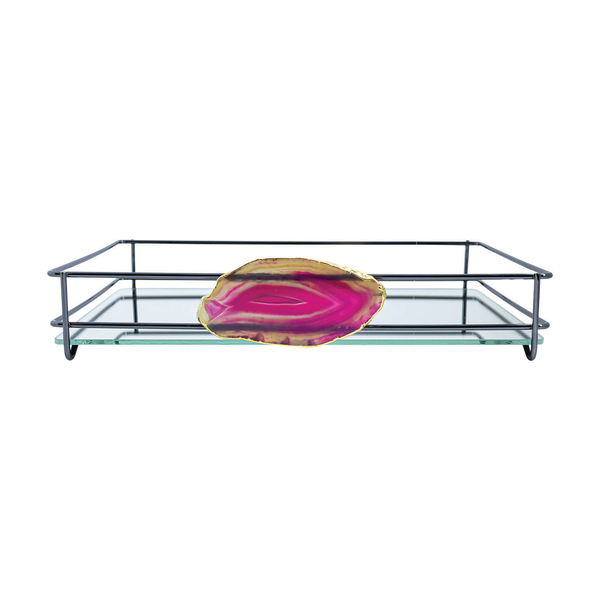 Bandeja Hara Fence Ágata Ônix 15x25 Cm Rosa
