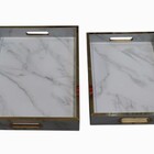 Bandeja Mdf Fundo Cor Pedra Mármore Branco Conjunto 2 Peças