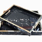 Bandeja Mdf Fundo Cor Pedra Ônix Escuro Conjunto 2 Peças