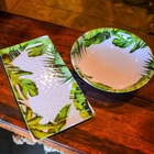 Bandeja Melamina Retangular Leaves 46x24x3cm