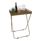 Bandeja Mesa Aparador Para Sala Em Madeira E Metal Dourado