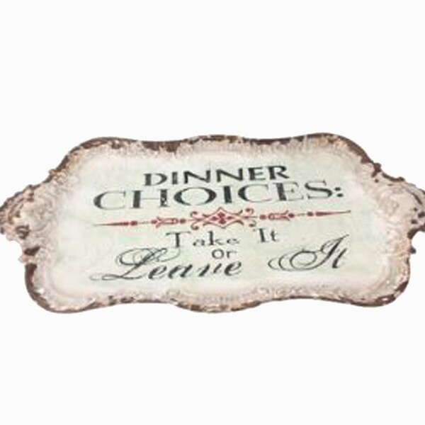 Bandeja Metal Branca Dinner Choices Oldway 27x46x2cm