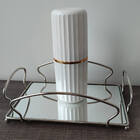 Bandeja Metal Com Espelho Pequena Para Lavabo Banheiro Casa