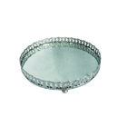 Bandeja Metal Espelho Redonda C/ Pé Prata 26,5cm Class Home