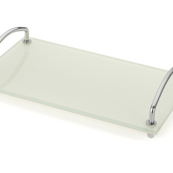 Bandeja Organizadora De Bancada 15x25cm Vidro Preto Branco Br