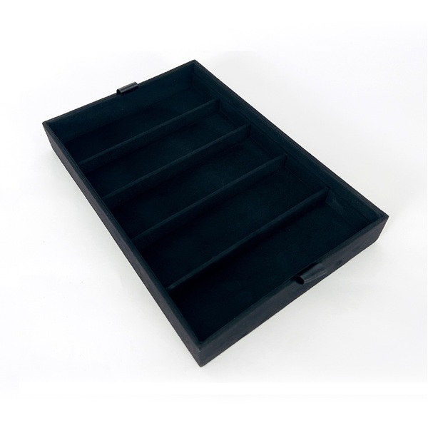 Bandeja Organizadora para Joias Tecido e Plástico Preto Premium 2,4L 4x20x30cm Preta Praticità