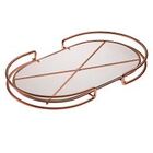 Bandeja Organizadora Oval de Aço Cobre com Base de Vidro Baka