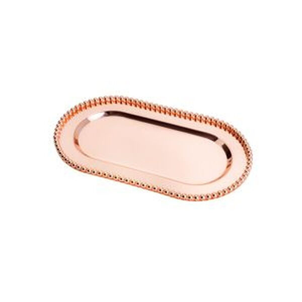 Bandeja Oval De Zamac Balls Rosê 23 X 13 Cm