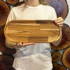 Bandeja Oval Em Madeira Teca - Stolf