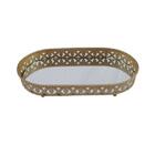 Bandeja Oval Romani Em Ferro Com Espelho Dourada - 27999