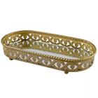 Bandeja Oval Romani Em Ferro Com Espelho Dourada 28000