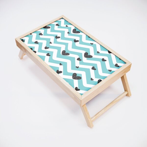 Bandeja Para Café Da Manhã Chevron E Coração - 40x25cm Clara