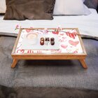 Bandeja Para Café Da Manhã Corações Diversos - 40x25cm Marrom