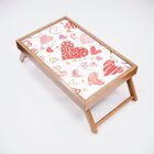 Bandeja Para Café Da Manhã Corações Diversos - 40x25cm Marrom