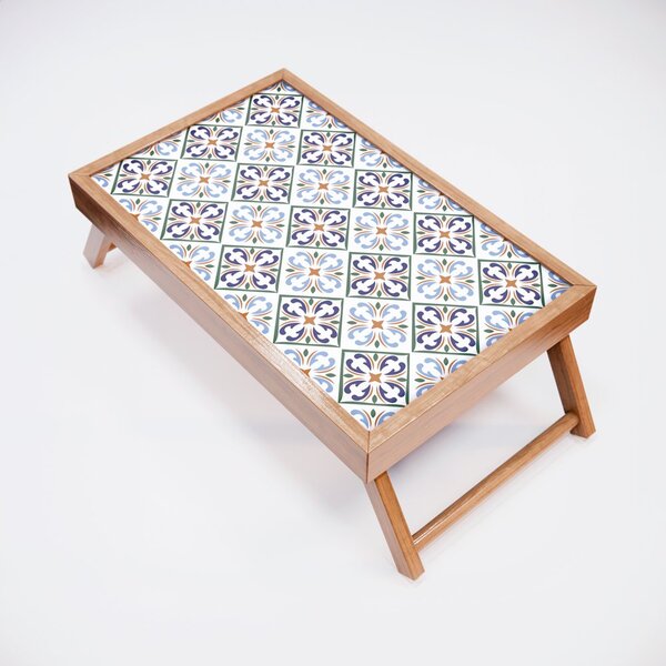 Bandeja Para Café Da Manhã Estampa Azulejo Português - 40x25c