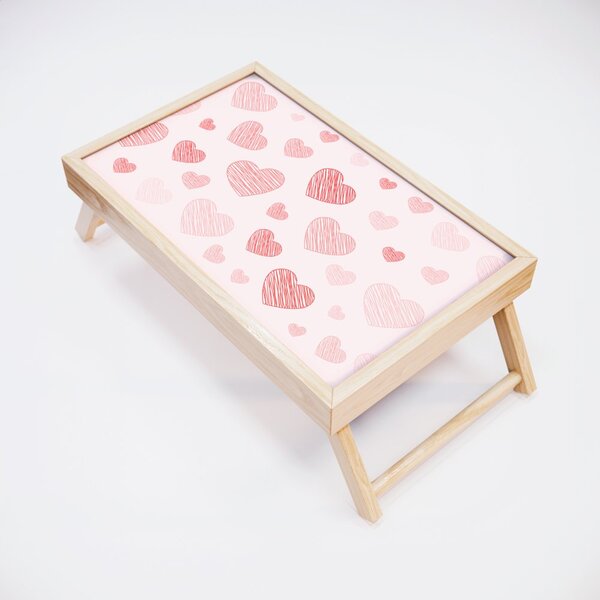 Bandeja Para Café Da Manhã Estampa Coração - 40x25cm Clara